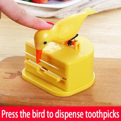 1Pcs Small Bird Toothpick Container Automatic Toothpick Dispenser Toothpick Holder Creative Home Kitchen Accessories YQH004