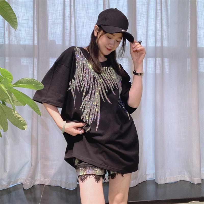 Übergröße Kurzarm Strickshirt Pullover V-Ausschnitt Bohren Damen Sommer Aushöhlen Top