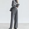 UNIQLO Solid Color Pleated Loose Wide Leg Casual Pants Women bottoms Lead-Gray 458505-06