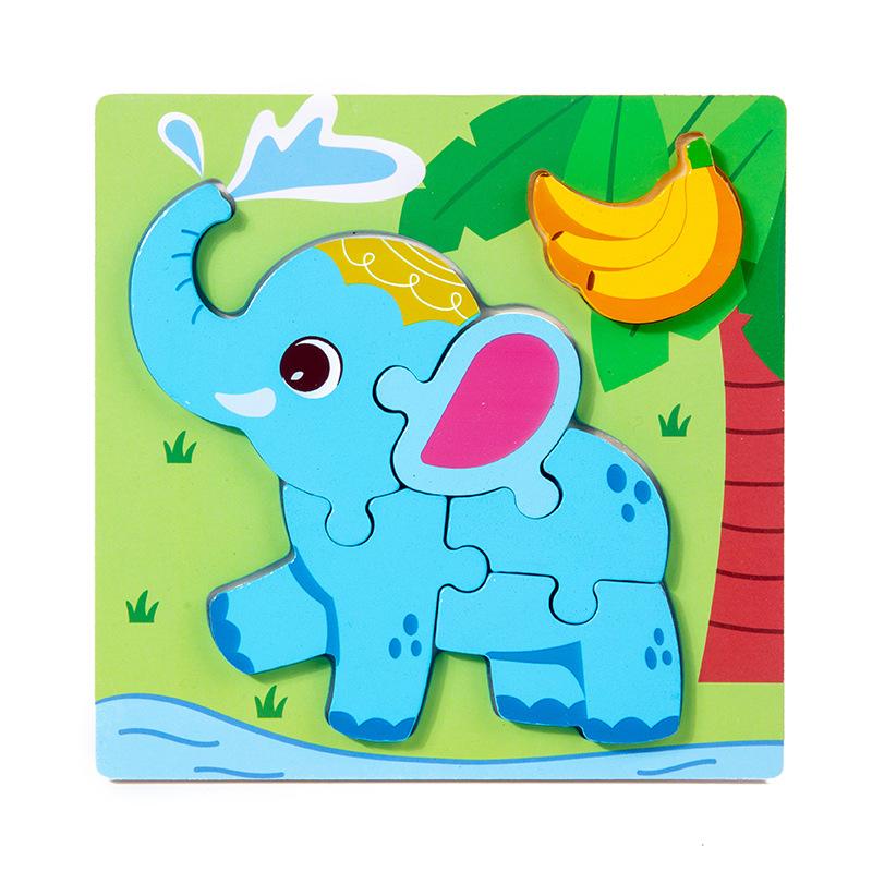 Holz Kinder 3-6 Jahre alt Cartoon dreidimensionales Puzzle Früherziehung Tier Lebensmittelpaarung Früherziehung Lernspielzeug