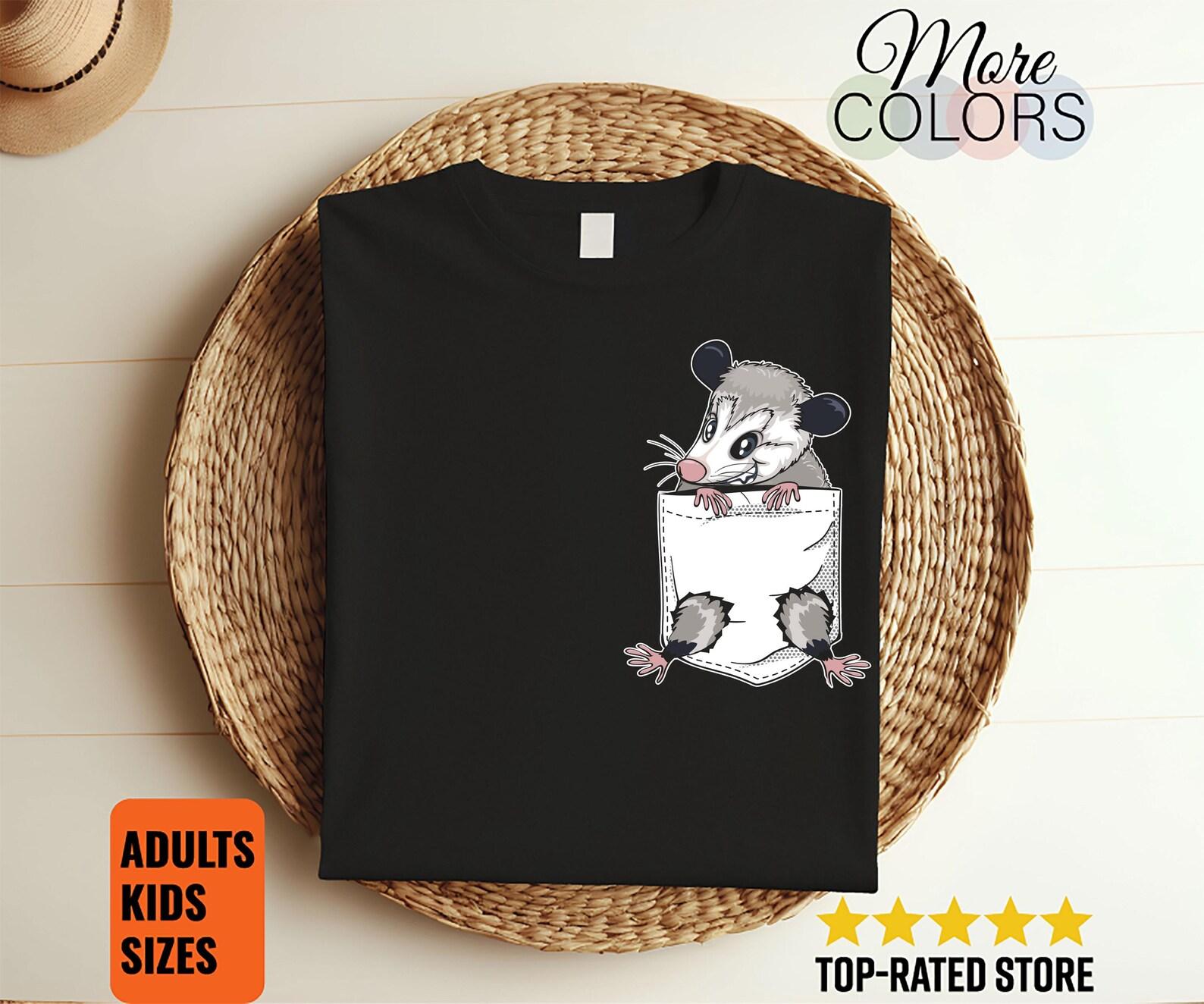 Cute Opossum Pocket Funny Opossum Outfit Gift T-Shirt, Funny Opossums Lovers Costume, Possum Animal Outfit, Birthday Christmas Present Tees, 160