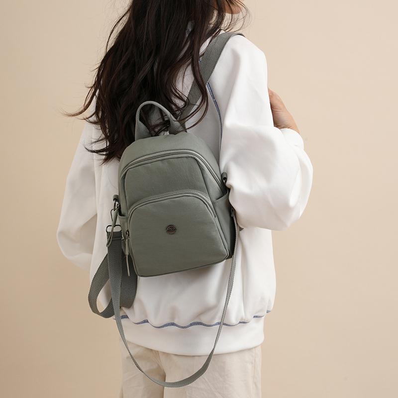 Korean-Style Large-Capacity Nylon Fabric Double-Shoulder Bag For Women - Ins Lightweight Casual Commuting Backpack, Simple Schoo