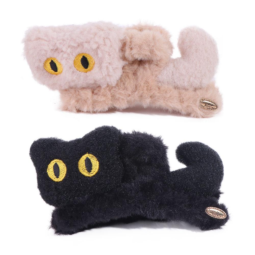 

kitten Cat Hair Clip Grab Clip Cute Hairpin Fashion Plush Hair Claw Female чёрный