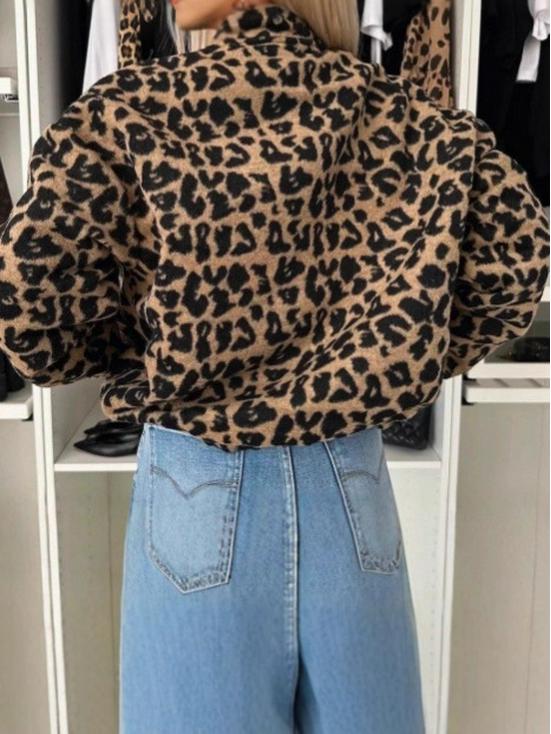 Retro Leopard Print Casual Coat for Women
