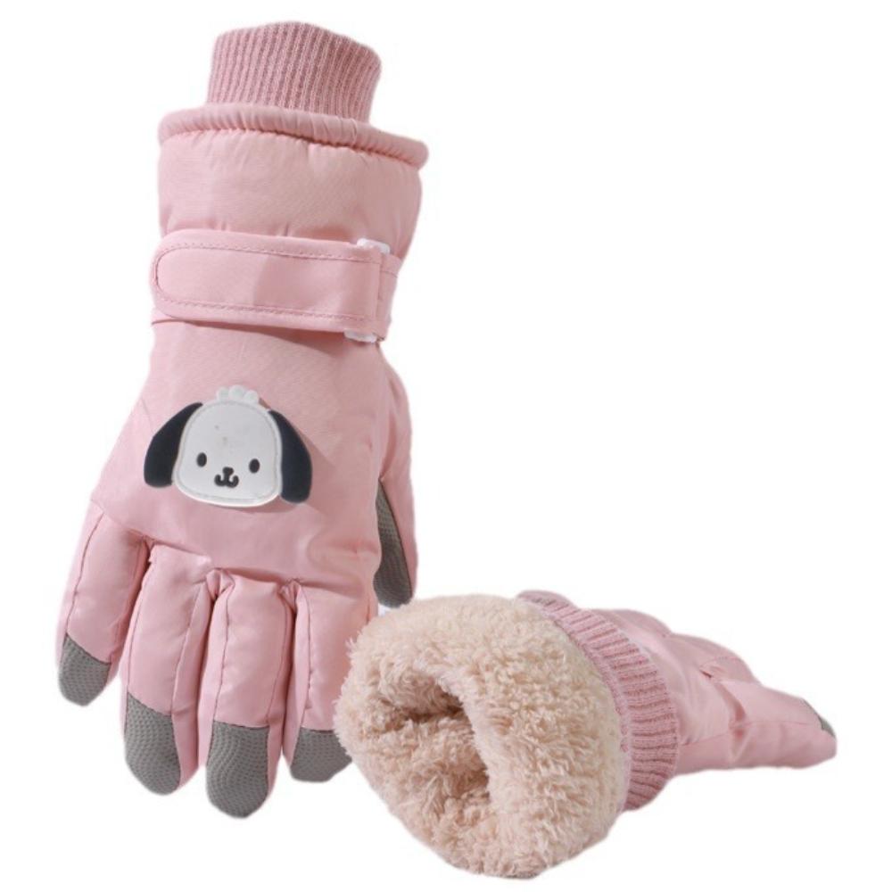 Children Ski Gloves Cartoon Thickened Fleece Winter Warmth Waterproof Fabric for Boys Girls Puppies Frostbite Prevention Sanrio