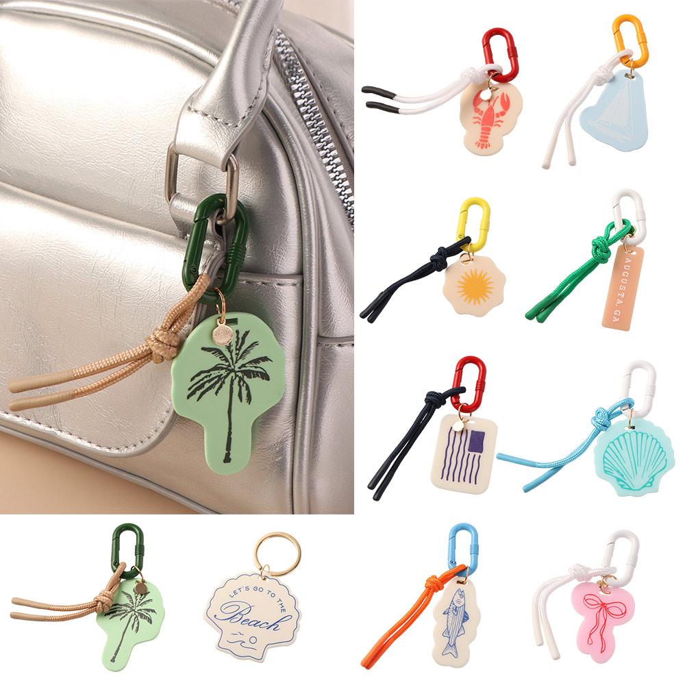 Acrylic Charms Retro Rope Woven Pendant Geometric Car Keyring Mobile Phone Pendant Fashion Cartoon Bag Chain Charms Men