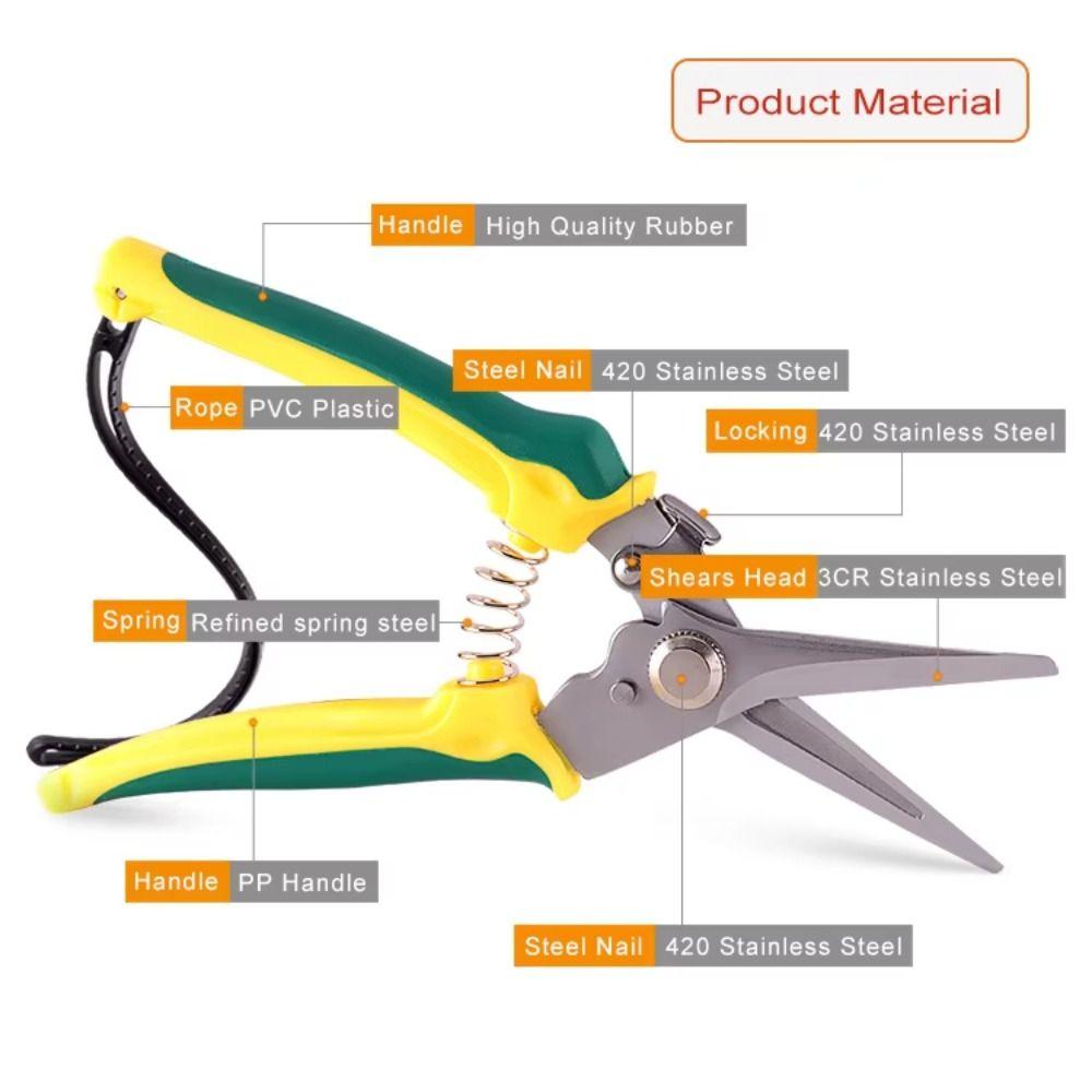 Ergonomic Handle Pruning Shears Stainless Steel Tree Branch Trimmer  Florist Work