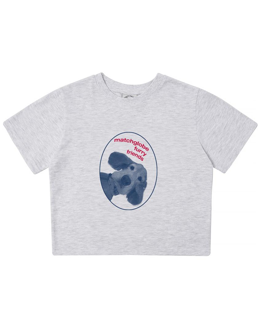 MATCHGLOBE Fury Friends Crop Top (Light Grey)
