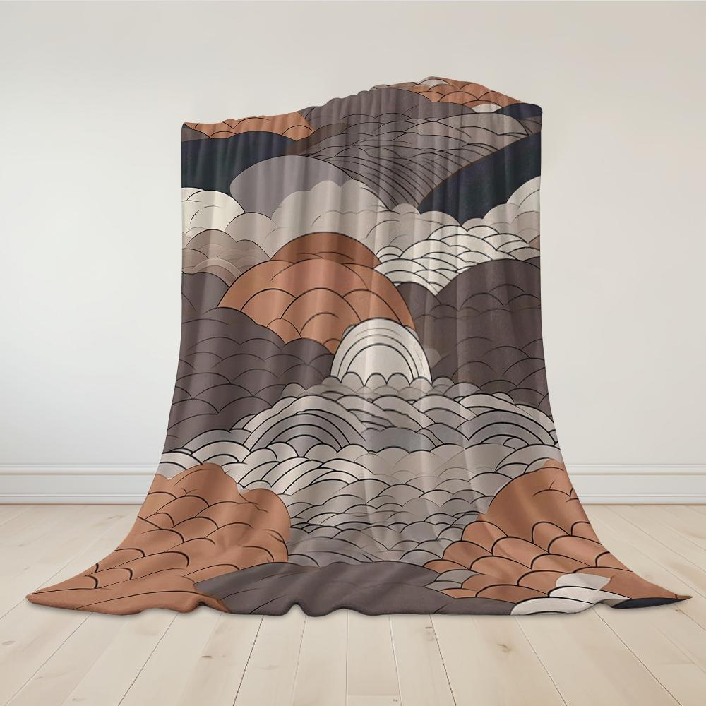 Layered Hills Flannel Blanket Warm Soft Halloween Christmas Couch Warm Cozy Decorative Decor Gift for All Season