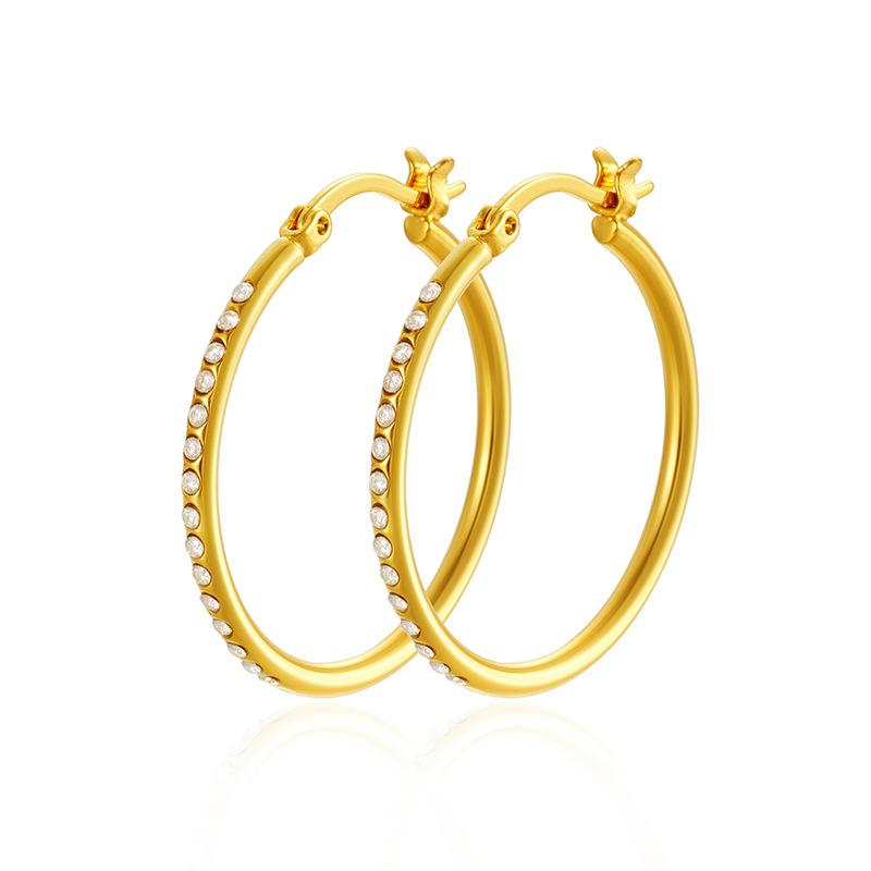 Cubic Zircon Big Hoop Earring Oversize CZ Round Brass Hoop Earring Women Waterproof Hoop Earring