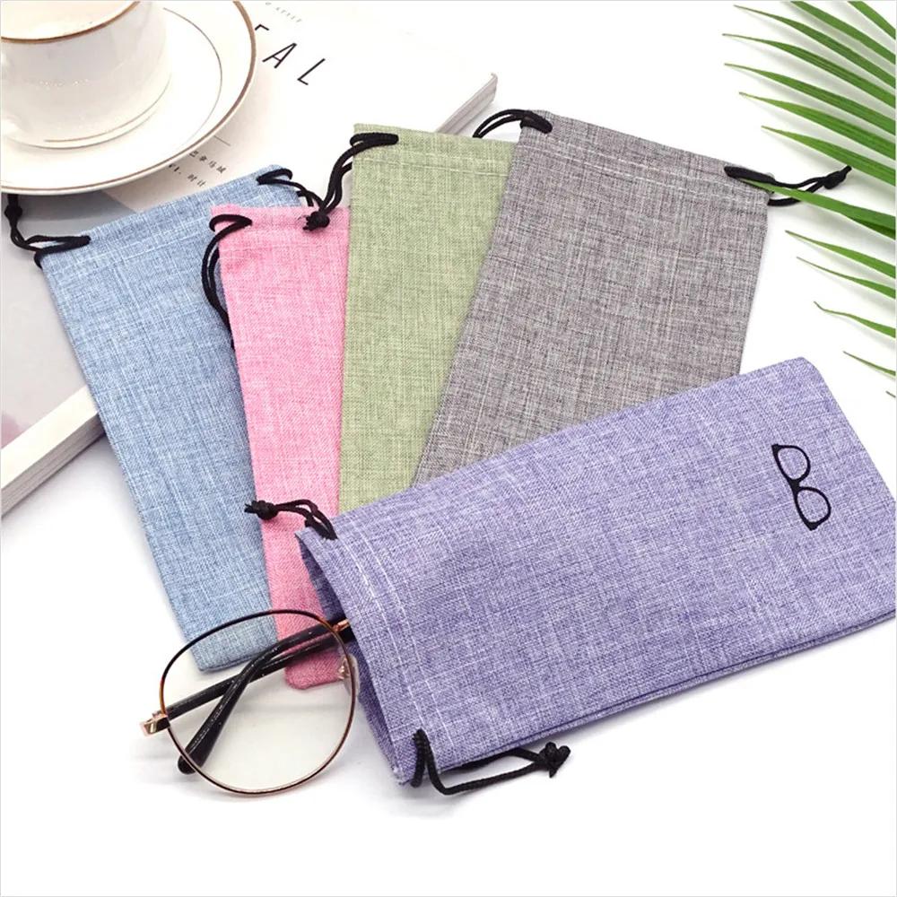 1Pcs Soft Cloth Glasses Bag Drawstring Portable Linen Fabric Eyeglasses Pouch Pocket Multi-Functional Eyewear Cases Accessories