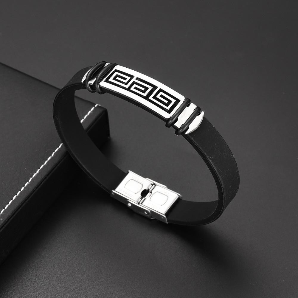 Metal Cuff Bracelet Sports Men's Silicone Bracelet Fashion Geometric Hollow Bracelet Men's Holiday Souvenir Gift