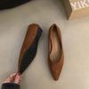 Retro Low-heeled Pointed Head Shallow Mouth Single Shoes Women's Shoes New Spring and Autumn Suede Temperament One-pedal Commuter Shoes