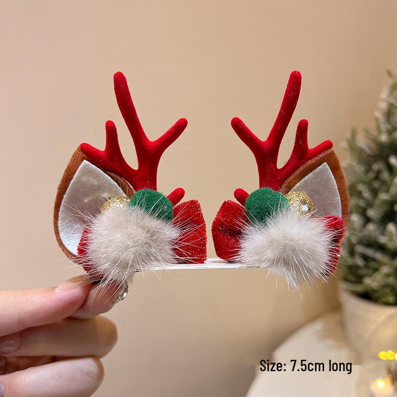 Mori Style Reindeer Antler Ears Christmas Hair Clip - Cute Kids' Hairpin Accessory