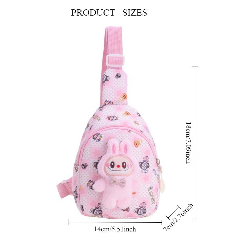 Boys and Girls Cartoon Labubu Printed Waist Bag