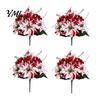 Artificial Dieffenbachia Plants Poinsettia Flowers, Christmas Fake Floral Berry Centerpiece, Fade-Resistant Life Like Indoor Greenery Red And
