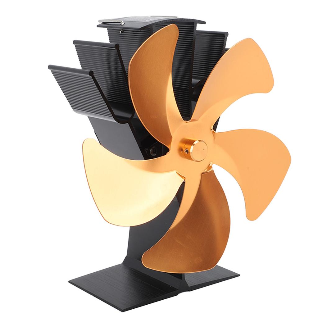5 Blade Heat Powered Stove Fan Fireplace Fans Self Generating Thermal Fan for Wood Log Burner