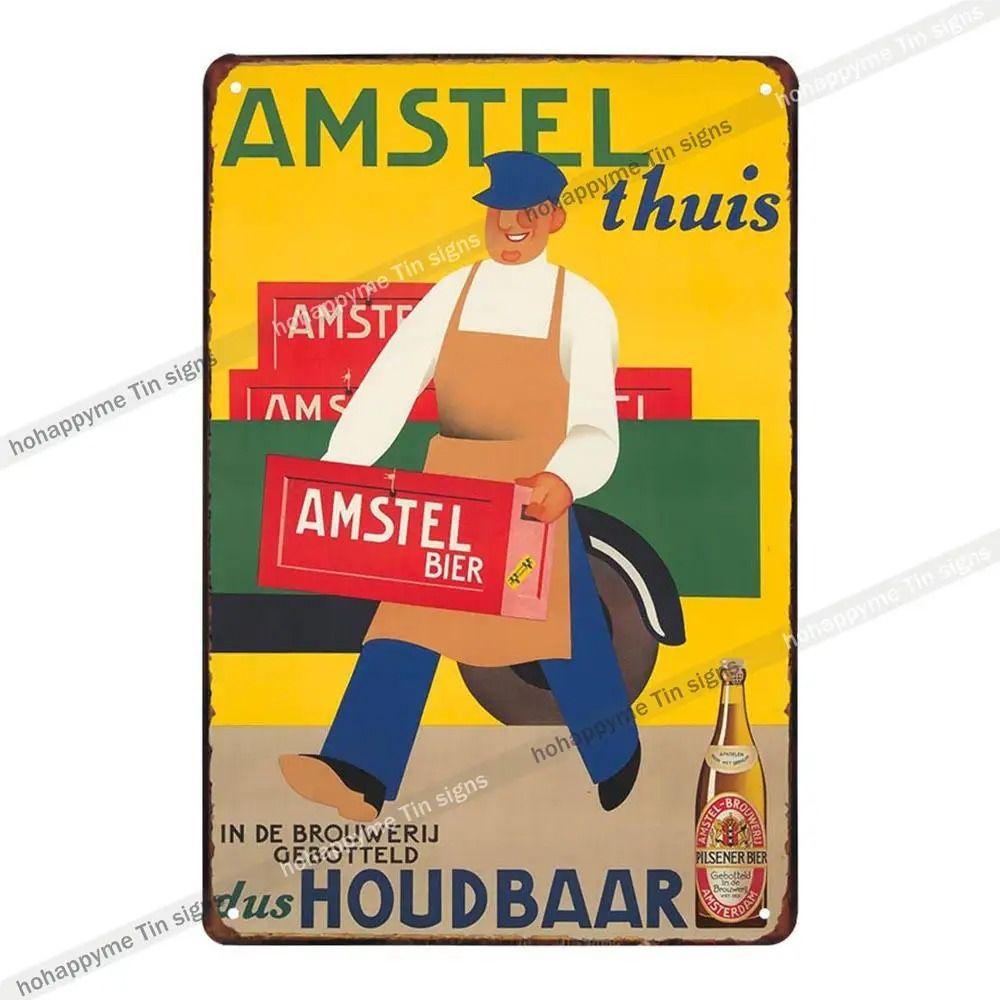 Vintage Beer Metal Tin Sign Rectangular Iron Wall Art Home Decor 20x30 Cm