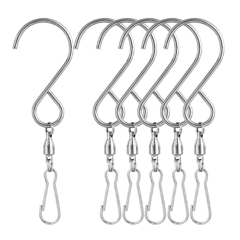 

5/10pcs Multi-Purpose S-Shape Swivel Hooks Clips for Hanging Wind Spinners Wind Chimes Crystal Twisters Household Organizer Hook 5pcs