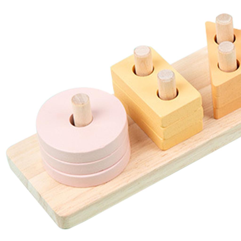 Wooden Block Sorting Stacking Toy Educational Fine Motor Skill Puzzle Stacker Toy for Boys Girls