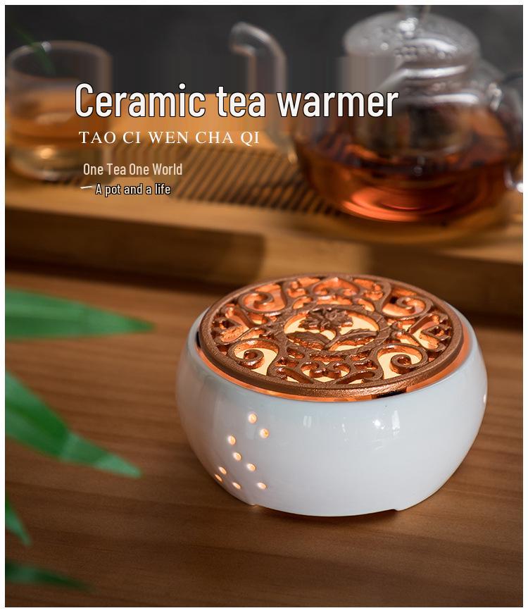 Heat-Resistant Glass Tea Kettle with Candle Warmer Base - Flower Tea Brewer & Filter Pot