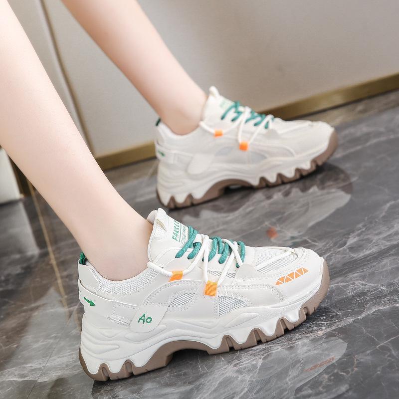 

Dad shoes spring and autumn new round head lace-up casual versatile student fried street thick-soled pair of shoelaces women s shoes 40