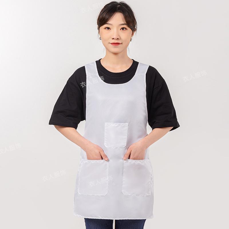 Women's Hair-Resistant, Stain-Proof Sleeveless Apron with Hat - Solid Color and Embroidered Design