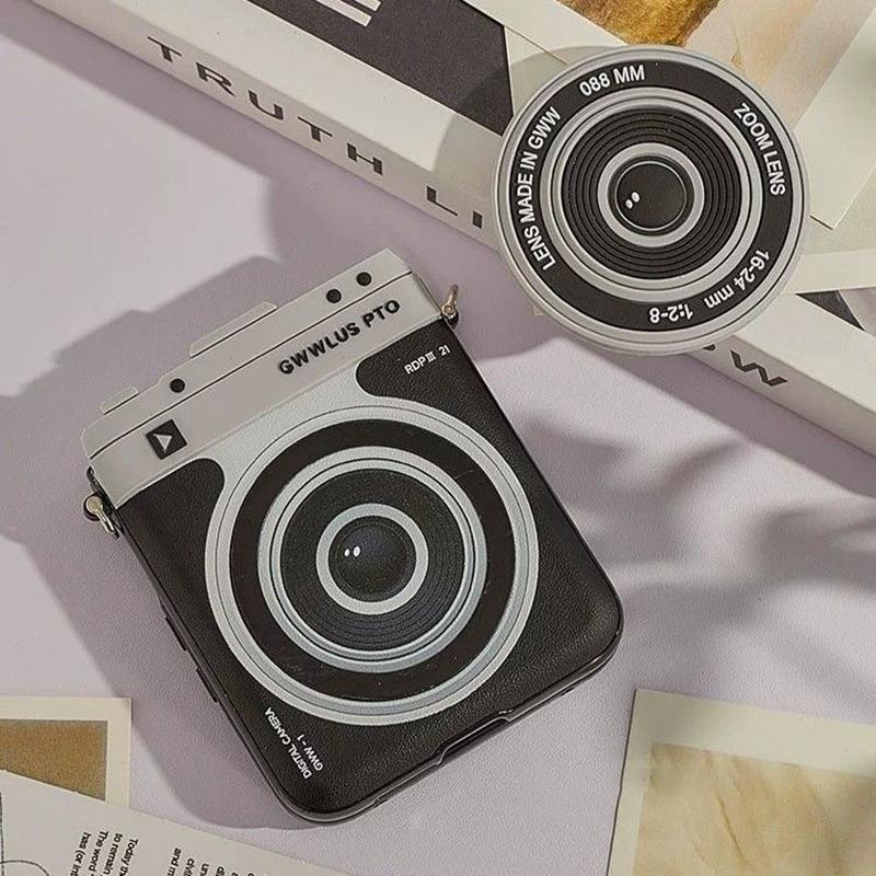 Zflip7 Hülle Luxuriöser Magnetischer Kamera-Halter Handyhüllen für Samsung Galaxy Z Flip7 zflip6 zflip5 Hülle mit Crossbody Leder Fundas Coque