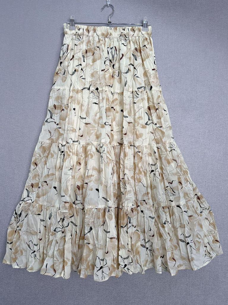 2024 French Retro Floral Pleated High-Waist Maxi Chiffon Skirt