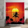 Sunset Palm Tree Shower Curtain Waterproof Bath Decor Fabric Printing Home Decoration Supplies Multicolor Sunset Scene With Silh