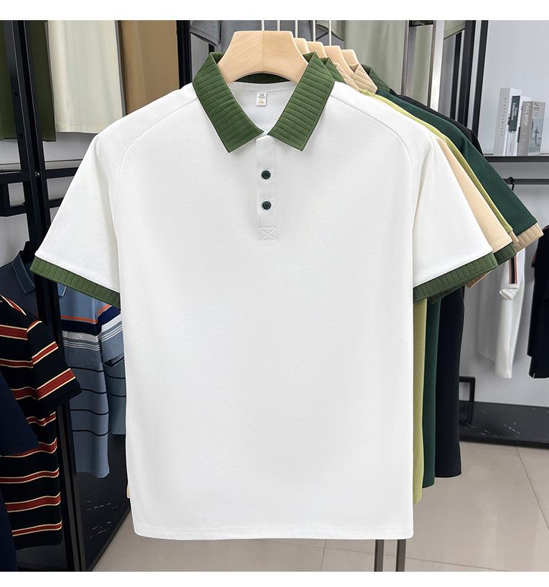 Men'S Lapel Short Sleeve Polo Shirt T-Shirt Short Sleeve High End Lapel Company Men'S Culture Top
