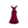 One-word Shoulder Burgundy Tube Top Banquet Evening Dress Dress High Texture Sexy High Split Harpoon Tail Dress Long