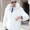 Winter men's imitation mink coat thickened casual imitation mink imitation fur white hooded imitation fur