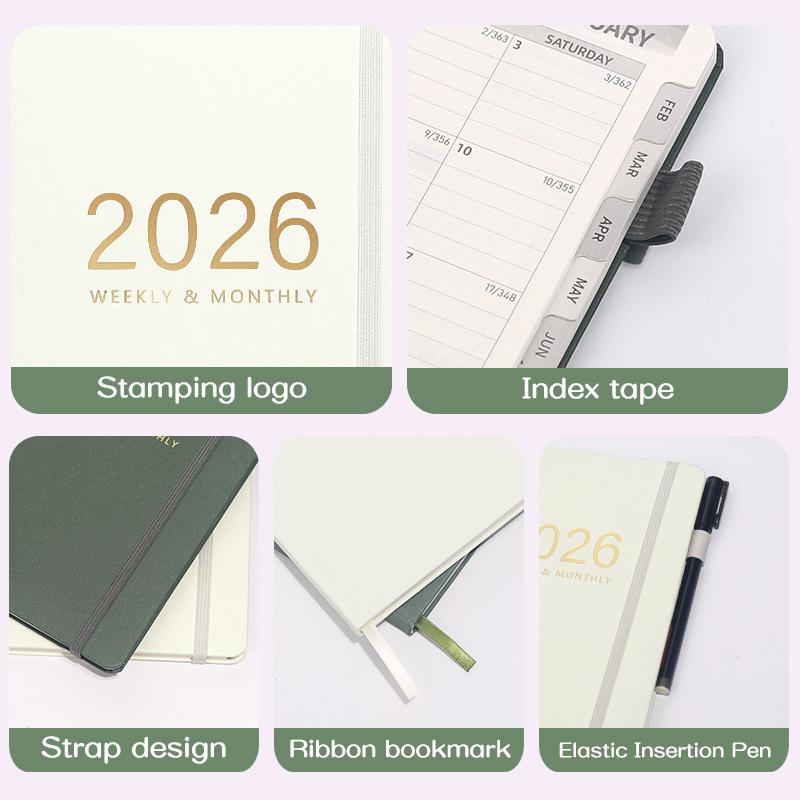 Custom Logo Printed A5 Hardcover Organizer/Planner Journal Notebooks Thread Sewing Binding Leather Cover for Gifts Stationery
