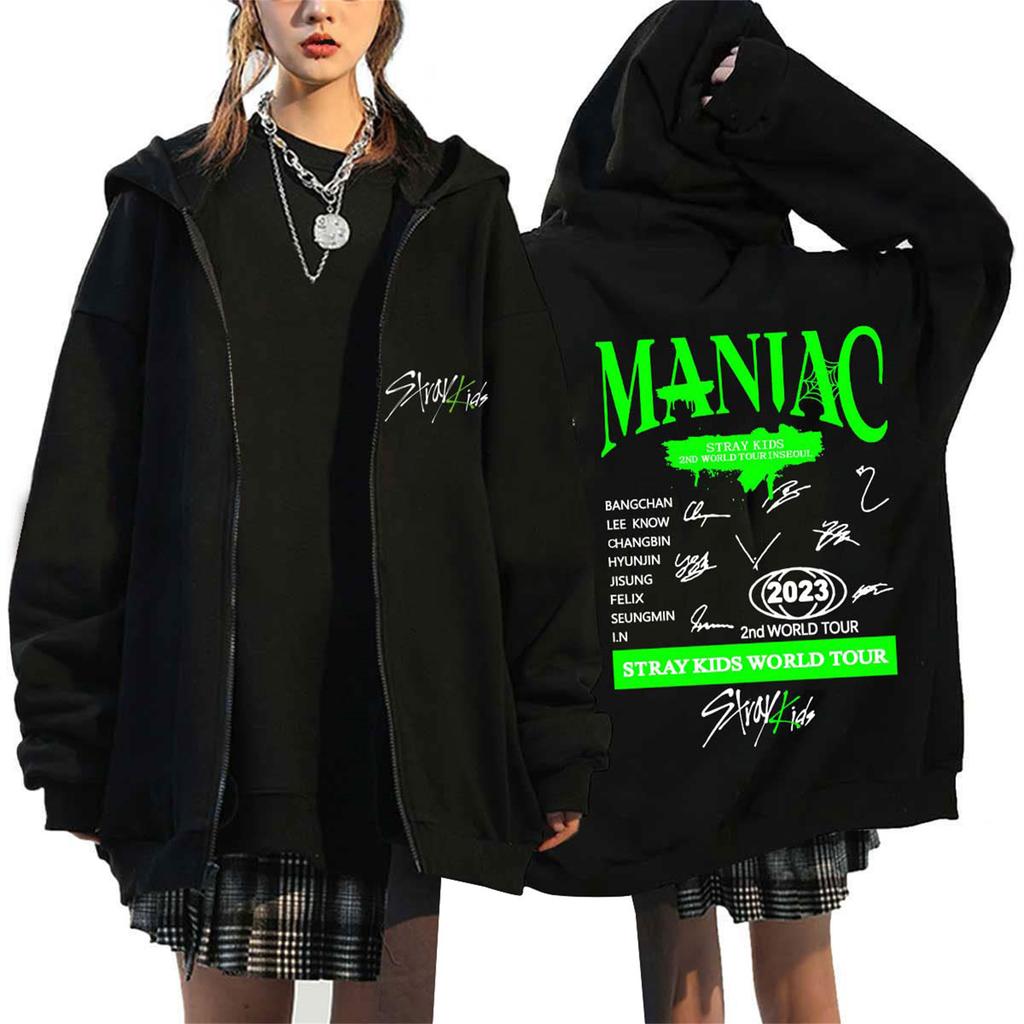 Damen Casual Mode Bedrucktes Langarm-Kapuzensweatshirt mit Reißverschluss
