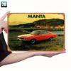 Vintage Manta Car Metal Tin Sign  Retro Wall Art with MANTA Text   Rustic Red Car Design for Home Garage Bar or Restaur