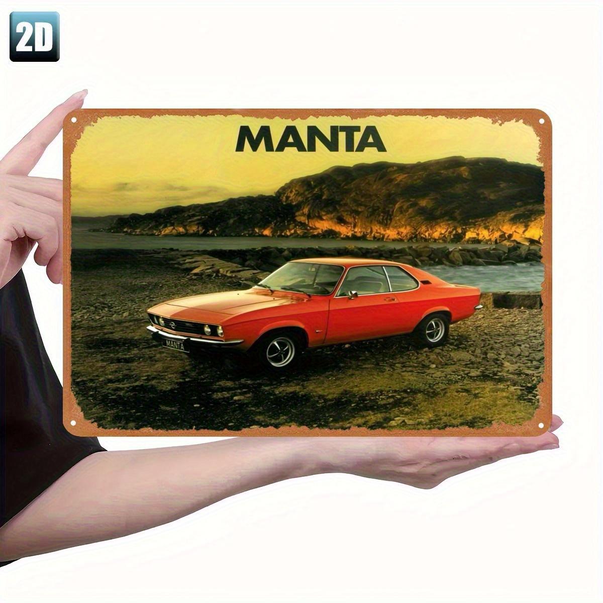

Vintage Manta Car Metal Tin Sign Retro Wall Art with MANTA Text Rustic Red Car Design for Home Garage Bar or Restaur 20x30cm（7.8x11.8inch）