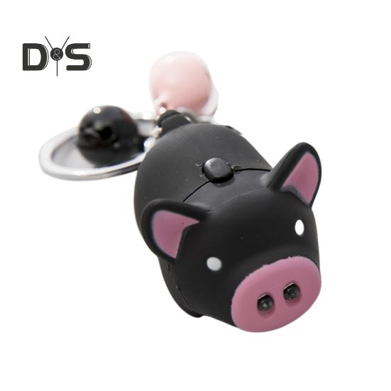 

Брелок для ключей в виде мультяшной свиньи с колокольчиками, светодиодными лампами, подвеской-брелоком со звуковыми эффектами, подарок на Новый год и день рождения чёрный