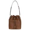 Drawstring Design Leather Bucket Bag Women Shoulder Bag Brown 6312073
