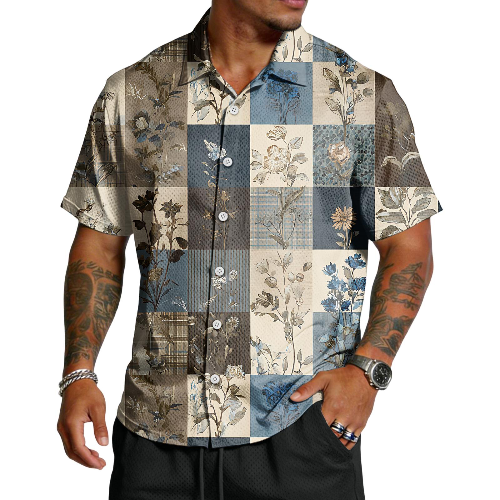 Мужская повседневная легкая дышащая рубашка с коротким рукавом M