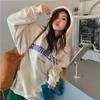 Women Long Sleeve Hooded V Neck Loose Pullovers Female Tops Solid Color Sweatshirts