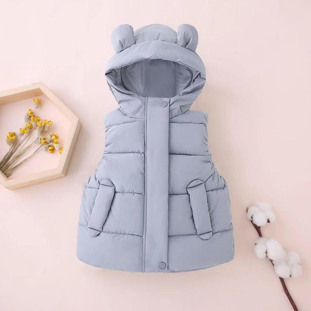 Kids' Hooded Vest: Cute Ears Sleeveless Autumn/Winter Jacket for Boys & Girls