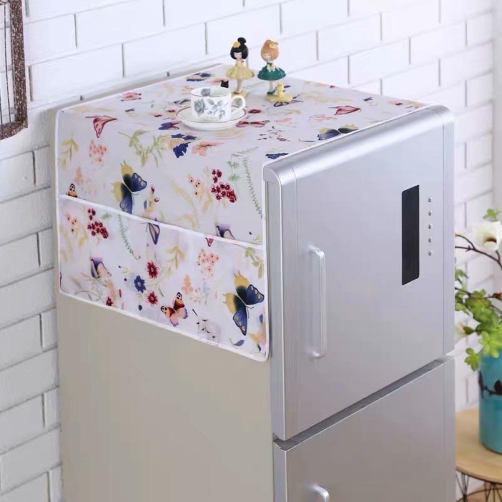 1Pcs New 55x120cm Refrigerator Dust Cover Cotton Linen Dustproof Refrigerator Cloth with Storage Bag Washing Machine Towel
