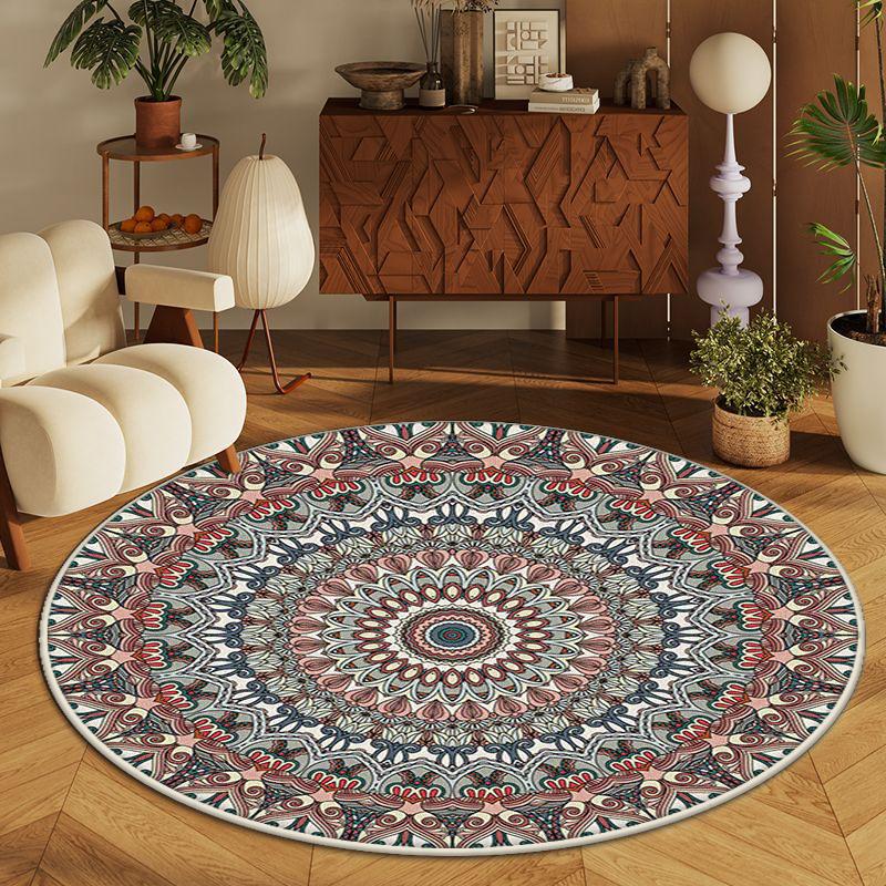 Black Persian Round Carpet for Living Room Bohemian Decoration Bedroom Non-slip Rug Lounge Study Lint-free Washable Chair Mat