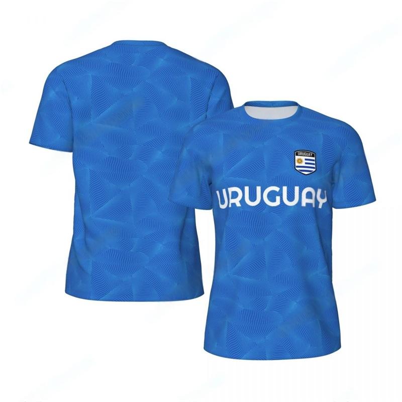 Modische Uruguay Flagge Grafik Fußball T-Shirts Sommer Trend 3D Nationales Wappen Gedruckte T-Shirts Lässige Übergroße Sport-T-Shirts
