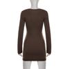 Lace Split Long Sleeve Slim Fit Mini Dress