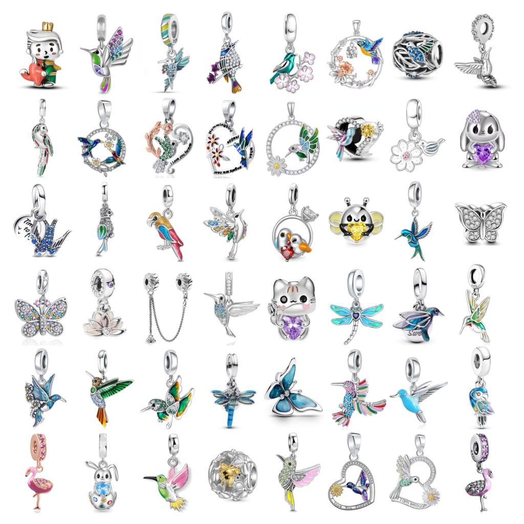 Charms Bead Copper Swallow Hummingbird Bird Dangle Fit Bangle Bracelet Necklace Diy Jewelry