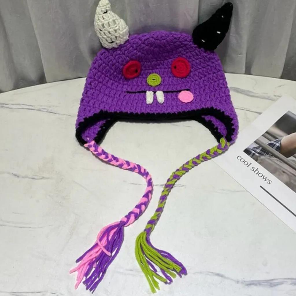 Cute And Funny Hat, Handmade Knitted Ear ,  And Winter Warm Woolen Hat, Men's And Women's Cartoon Parent-child Korean Version Hat