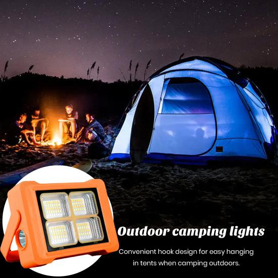 Portable Camping Flashlight USB/Solar Rechargeable LED Emergency Lamp with 6 Levels Adjustable Multifunctional Device Outdoor Tent Lamp Camping