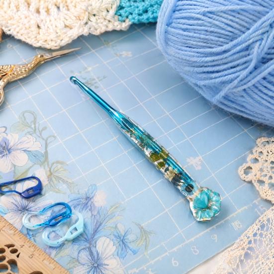 Floral Resin Crochet Hook Dried Flower Clear Handle Crochet Hook 1 Pc